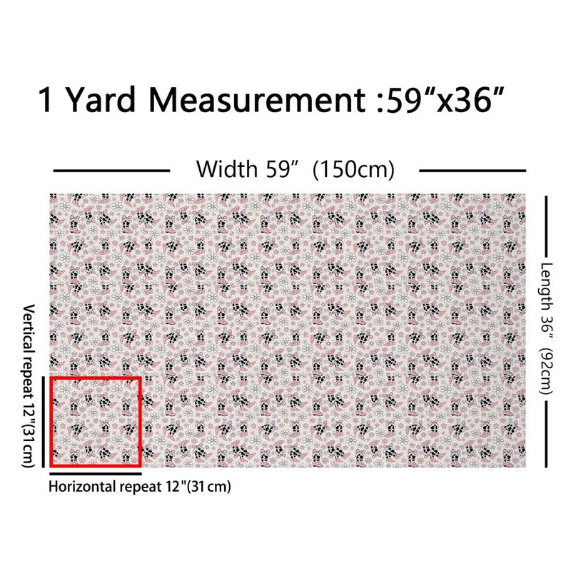 Man Fei Cowgirl Boots Fabric by The Yard,Western Cowgirl Princess Style Pink Bowknot Decorative Fabric for Upholstery and DIY Project,Cute Daisy Flowers Rustic Cowhide Print Fabric,2 Yards 72"" L x 59"" W - Image 2